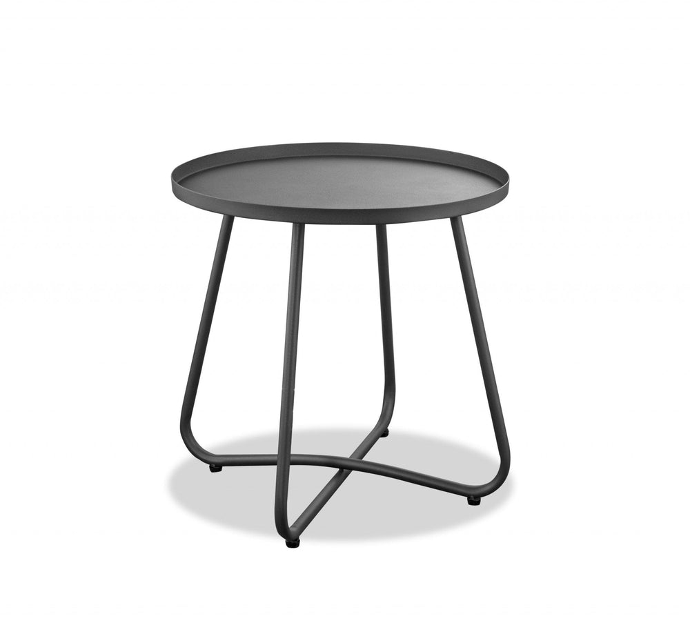 18" Gray Rounded Aluminum Outdoor Side Table - Homeroots - Flyclothing LLC