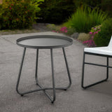 18" Gray Rounded Aluminum Outdoor Side Table - Homeroots - Flyclothing LLC