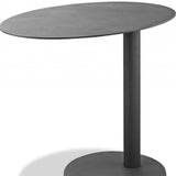 20" Gray Oval Aluminum Outdoor Side Table - Homeroots - Flyclothing LLC