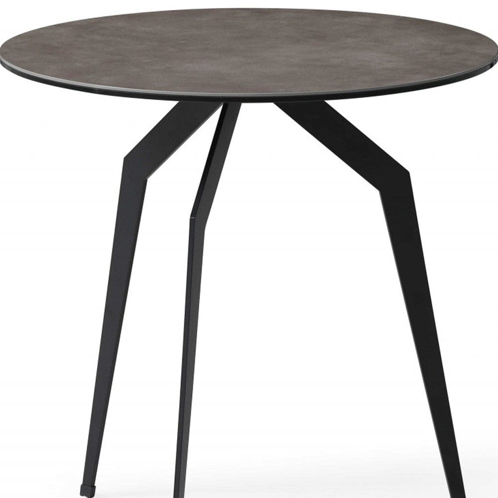 20" Black And Gray Ceramic Round End Table - Homeroots