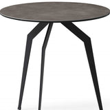 20" Black And Gray Ceramic Round End Table - Homeroots