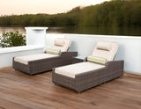 78" Set of Two Brown Indoor Outdoor Chaise Lounge with Beige Cushion - Homeroots