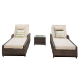 78" Set of Two Brown Indoor Outdoor Chaise Lounge with Beige Cushion - Homeroots