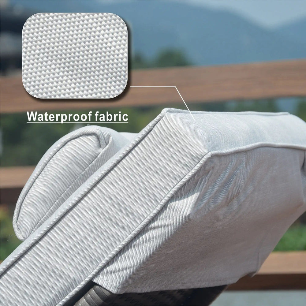 78" Set of Two Brown Indoor Outdoor Chaise Lounge with Beige Cushion - Homeroots