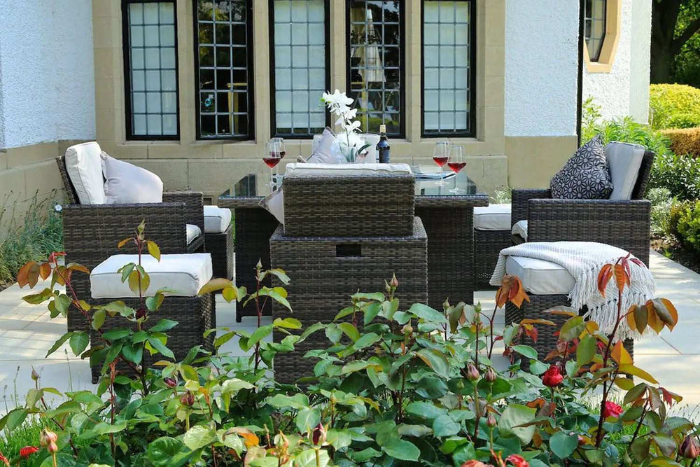 Nine Piece Clear and Gray Glass Dining Set - Homeroots - Flyclothing LLC