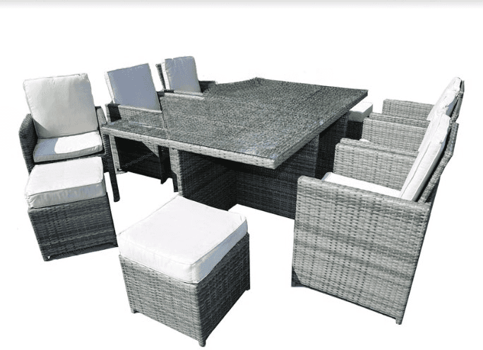 11 Piece Clear and Gray Glass Dining Set - Homeroots - Flyclothing LLC