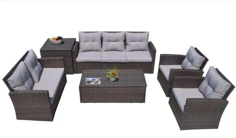 Six Piece Outdoor Brown Metal Sofa Seating Group With Cushions - Homeroots - Flyclothing LLC