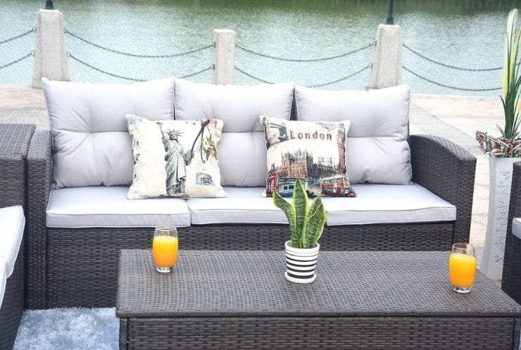 Six Piece Outdoor Brown Metal Sofa Seating Group With Cushions - Homeroots - Flyclothing LLC