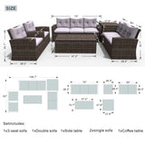 Six Piece Outdoor Brown Metal Sofa Seating Group With Cushions - Homeroots - Flyclothing LLC