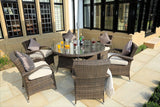 211" X 55" X 32" Brown 7Piece Outdoor Dining Set With Washed Cushion - Homeroots
