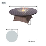 Brown Wicker Round Outdoor Fire Pit Dining Set With 8 Chairs - Homeroots - Flyclothing LLC