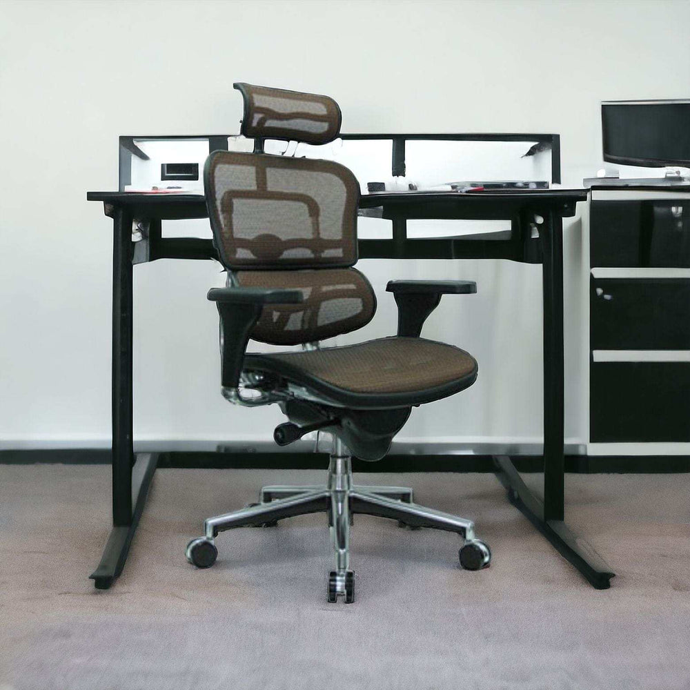 Black and Silver Adjustable Swivel Mesh Rolling Executive Office Chair - Homeroots - Flyclothing LLC