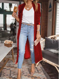 Open Front Long Sleeve Longline Cardigan - Trendsi - Flyclothing LLC