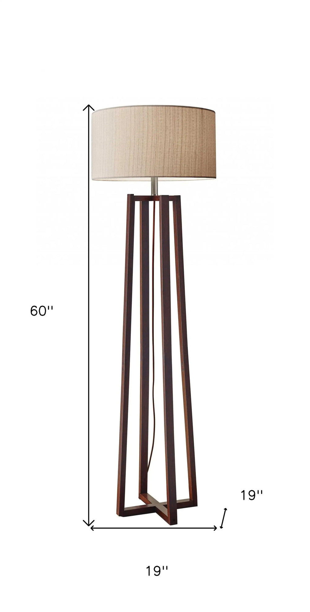 60" Solid Wood Novelty Floor Lamp With Beige Drum Shade - Homeroots - Flyclothing LLC