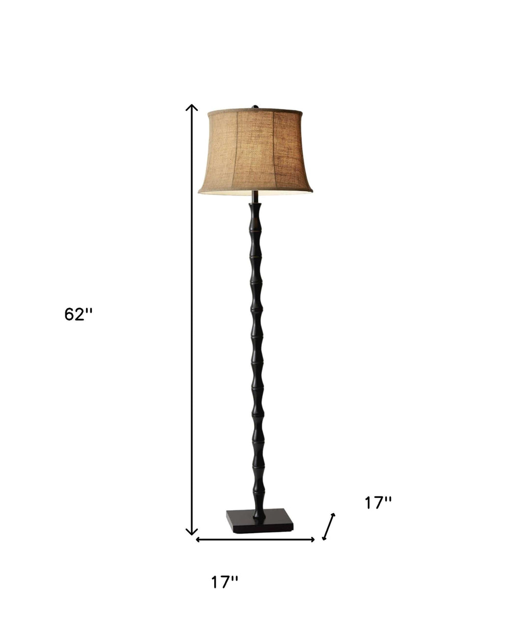62" Black Textured Pole Floor Lamp With Beige Burlap Shade - Homeroots - Flyclothing LLC