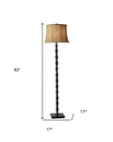 62" Black Textured Pole Floor Lamp With Beige Burlap Shade - Homeroots - Flyclothing LLC