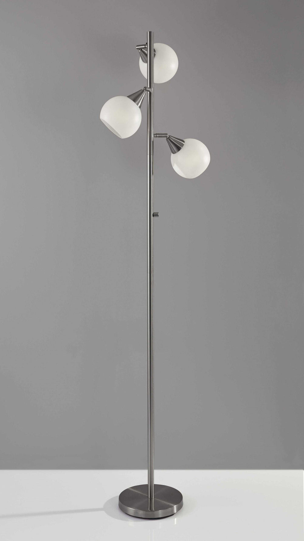Floor Lamp Brushed Steel Metal Three Adjustable Globes - Homeroots - Flyclothing LLC