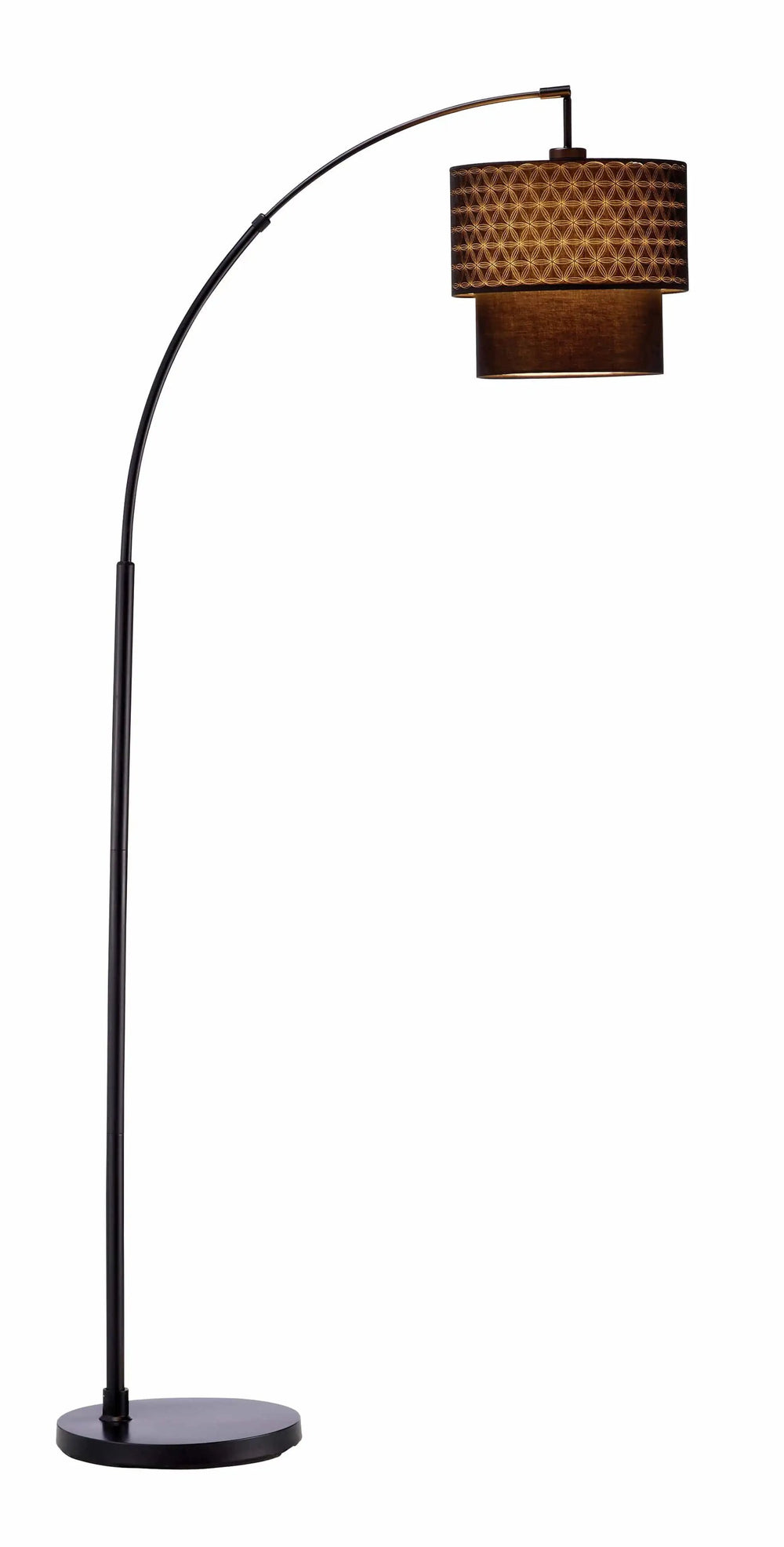71" Black Arched Floor Lamp With Brown Drum Shade - Homeroots - Flyclothing LLC