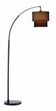 71" Black Arched Floor Lamp With Brown Drum Shade - Homeroots - Flyclothing LLC