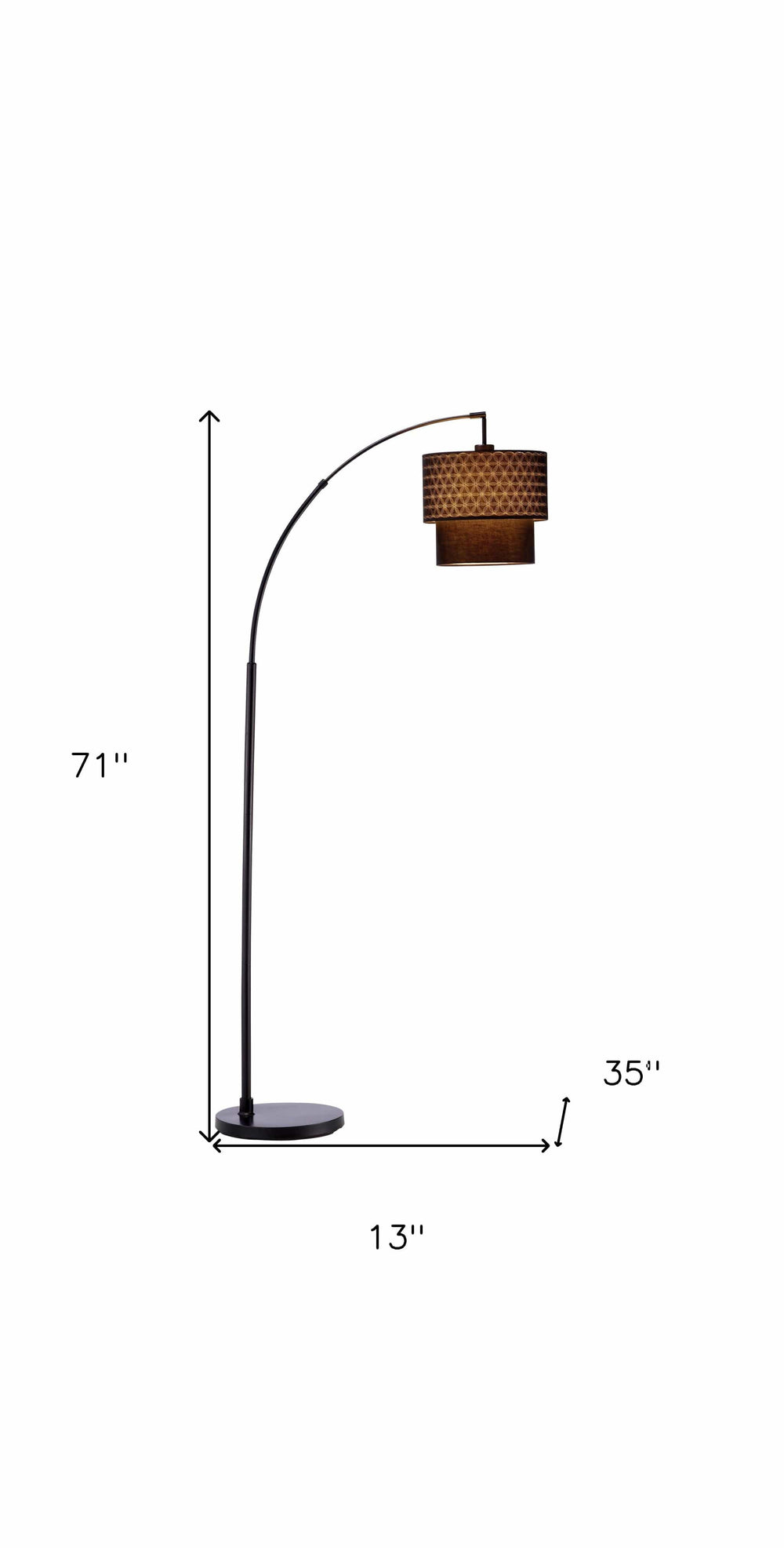 71" Black Arched Floor Lamp With Brown Drum Shade - Homeroots - Flyclothing LLC