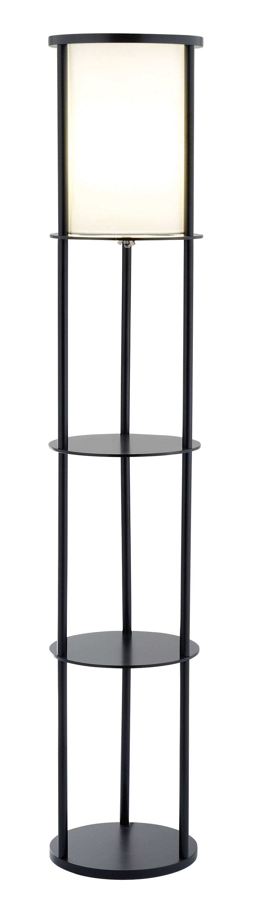 Black Wood Finish Floor Lamp With Circular Storage Shelves - Homeroots - Flyclothing LLC