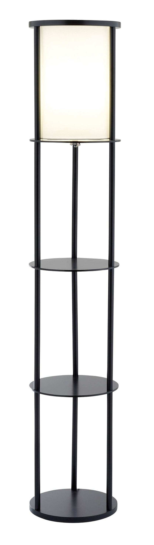 Black Wood Finish Floor Lamp With Circular Storage Shelves - Homeroots - Flyclothing LLC