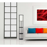 Black Wood Finish Floor Lamp With Circular Storage Shelves - Homeroots - Flyclothing LLC