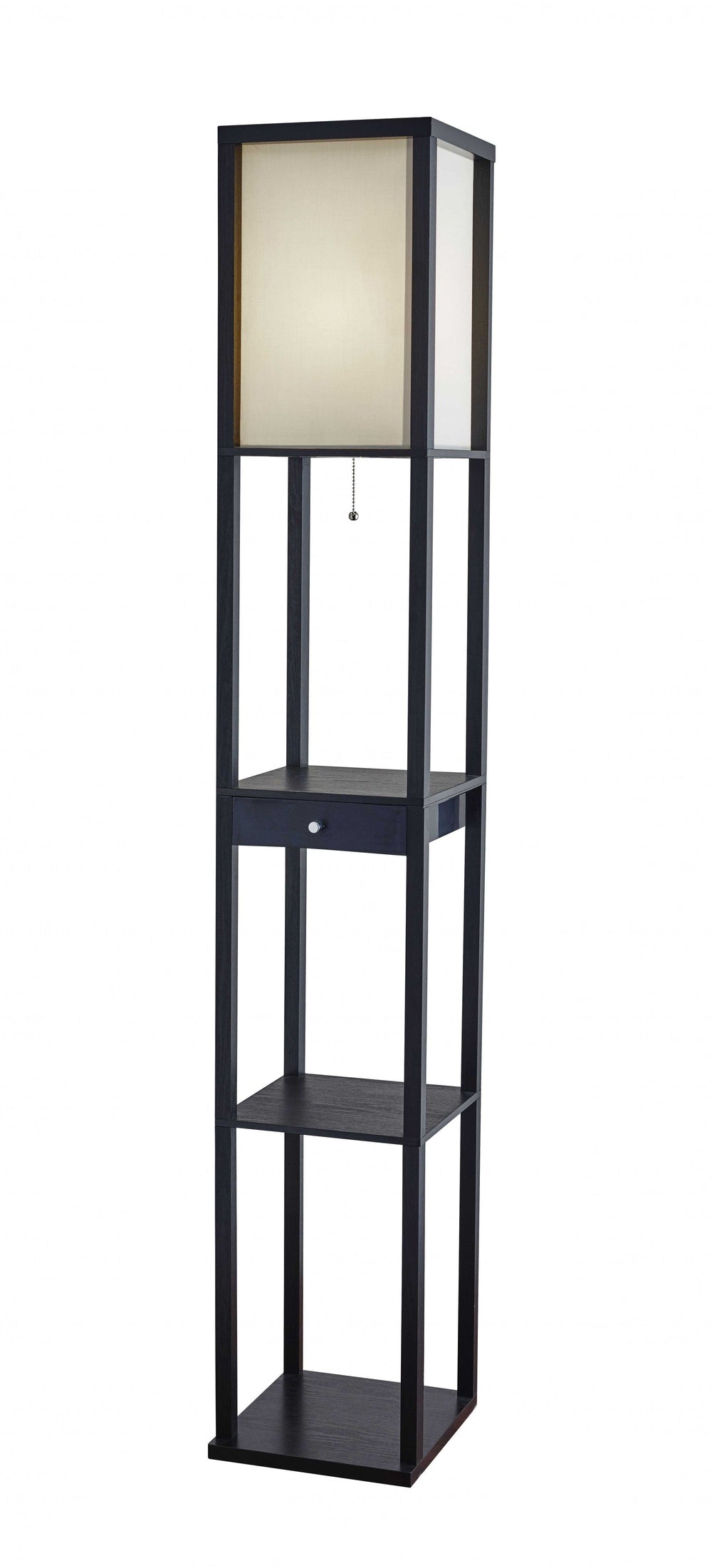 63" Solid Wood Column Floor Lamp With White Rectangular Shade - Homeroots - Flyclothing LLC