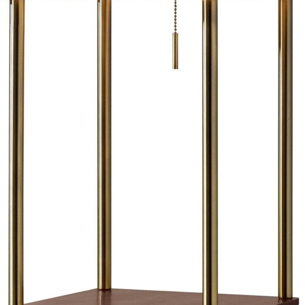 62" Brass Column Floor Lamp With Gray Fabric Square Shade - Homeroots - Flyclothing LLC