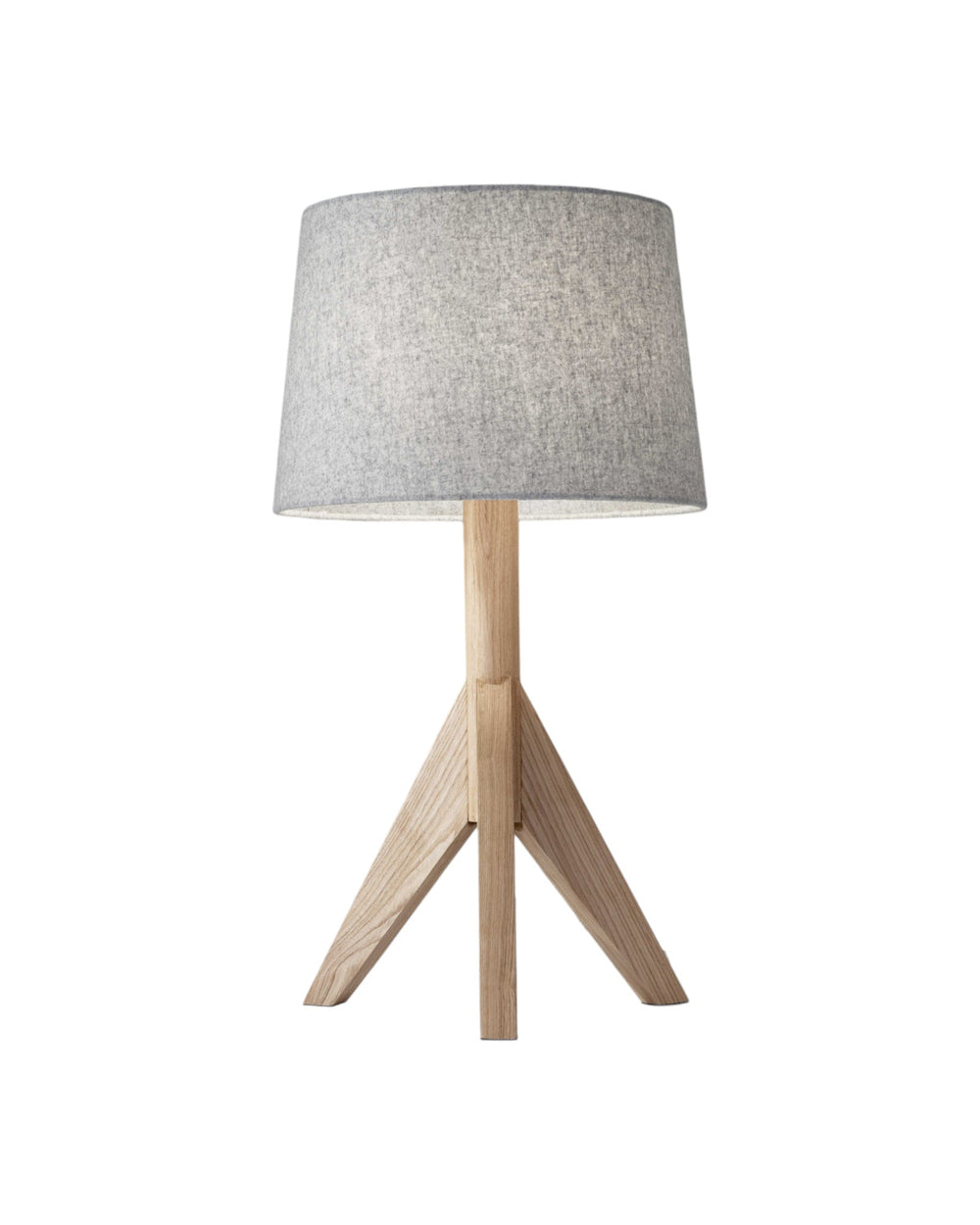 25" Natural Solid Wood Tripod Table Lamp With Gray Empire Shade - Homeroots