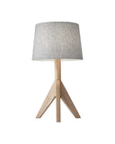 25" Natural Solid Wood Tripod Table Lamp With Gray Empire Shade - Homeroots