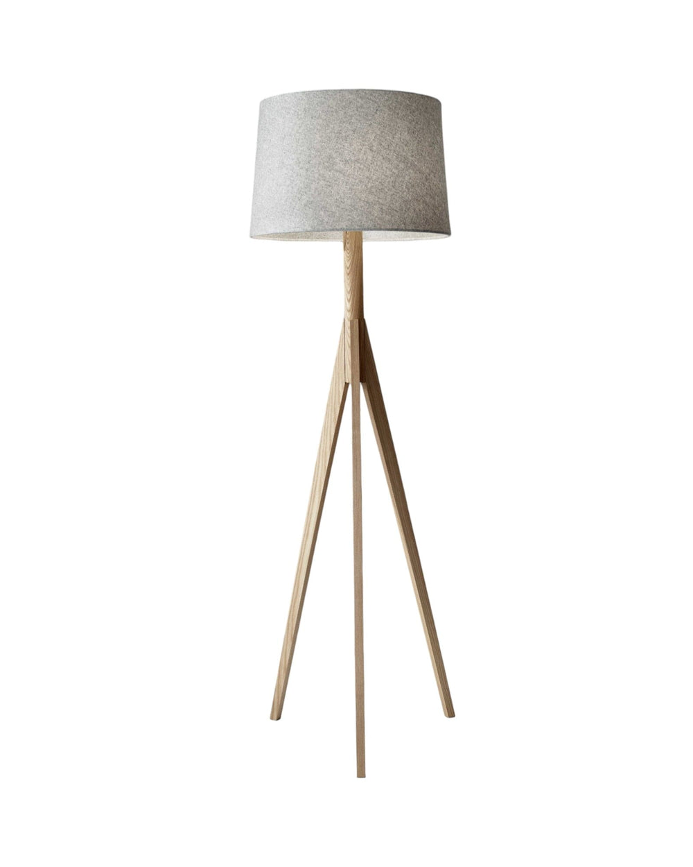 59" Natural Solid Wood Tripod Floor Lamp With Gray Fabric Empire Shade - Homeroots - Flyclothing LLC
