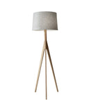 59" Natural Solid Wood Tripod Floor Lamp With Gray Fabric Empire Shade - Homeroots - Flyclothing LLC