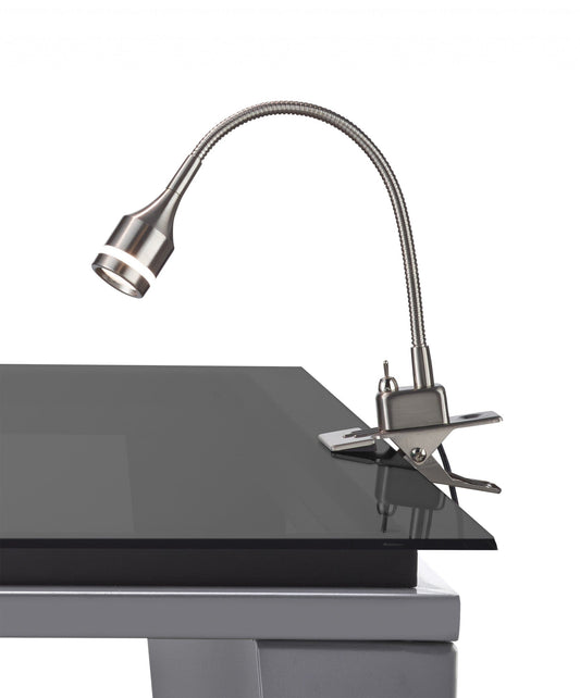 15" Black Metal Adjustable Clip On LED Table Lamp - Homeroots