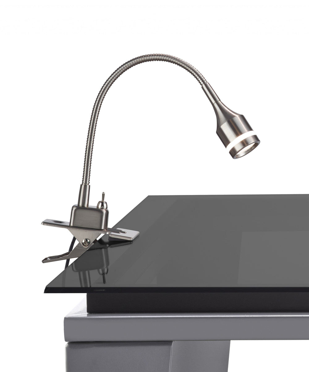 15" Black Metal Adjustable Clip On LED Table Lamp - Homeroots