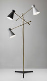 Three Arm Adjustable Floor Lamp In Brass Metal With Grey Black And White Shades - Homeroots - Flyclothing LLC