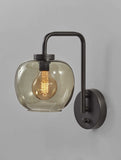 Smoked Glass Globe Shade With Vintage Edison Bulb And Matte Black Metal Wall Lamp - Homeroots - Flyclothing LLC