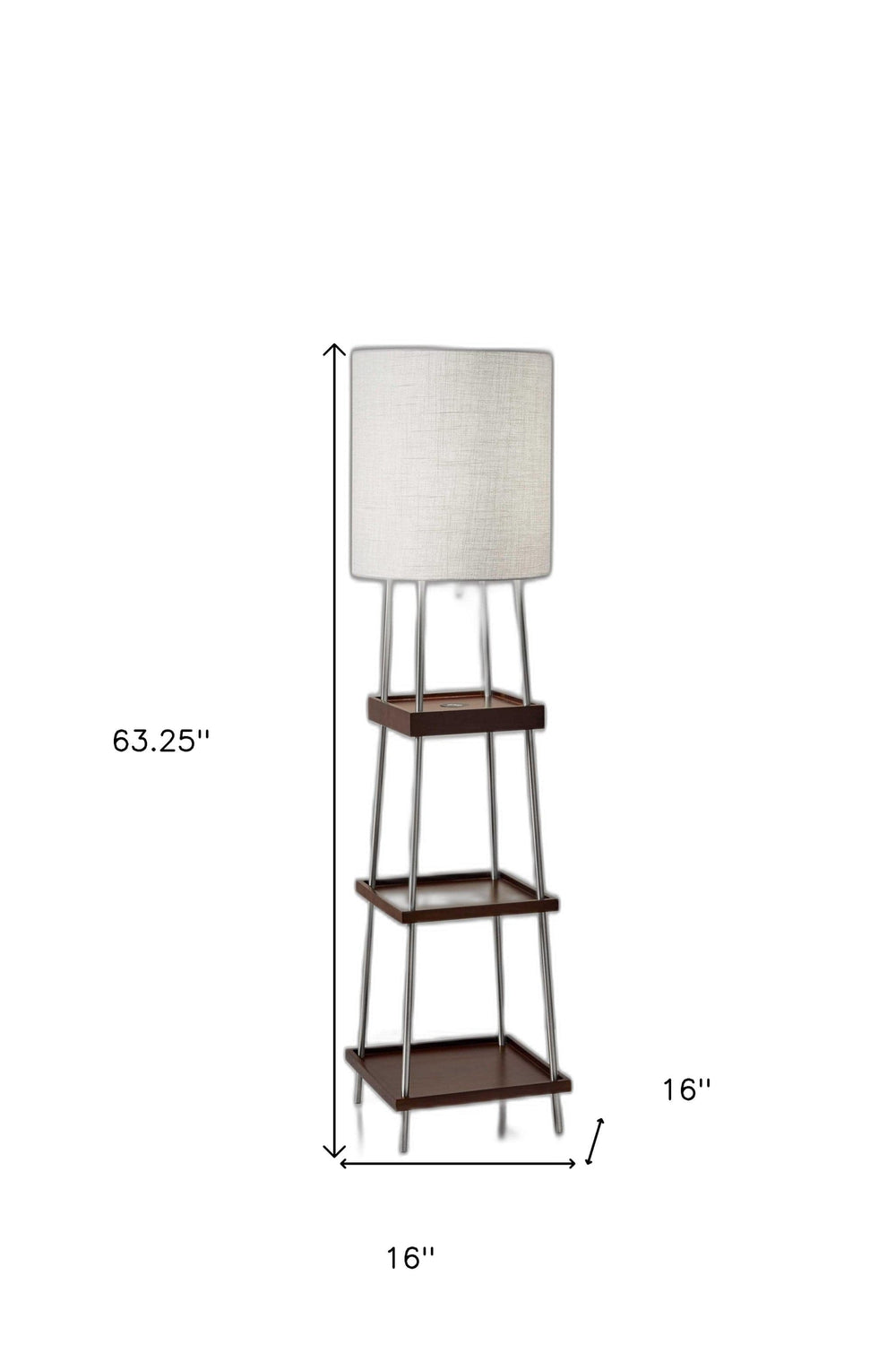 63" Column Floor Lamp With White Drum Shade - Homeroots