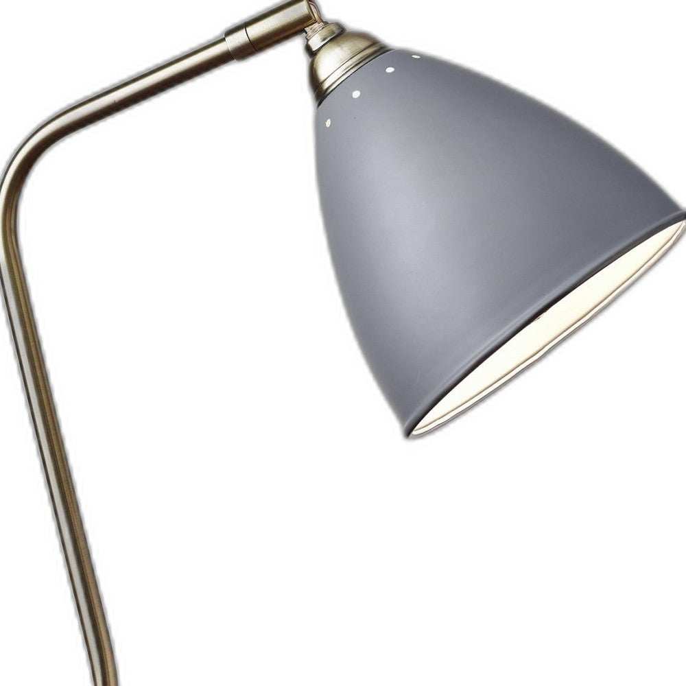 Grey Metal And Antique Brass Adjustable Usb Port Desk Lamp - Homeroots - Flyclothing LLC