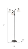 69" Black Three Light Tree Floor Lamp With White Bowl Shade - Homeroots