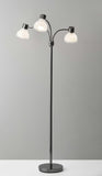 69" Black Three Light Tree Floor Lamp With White Bowl Shade - Homeroots