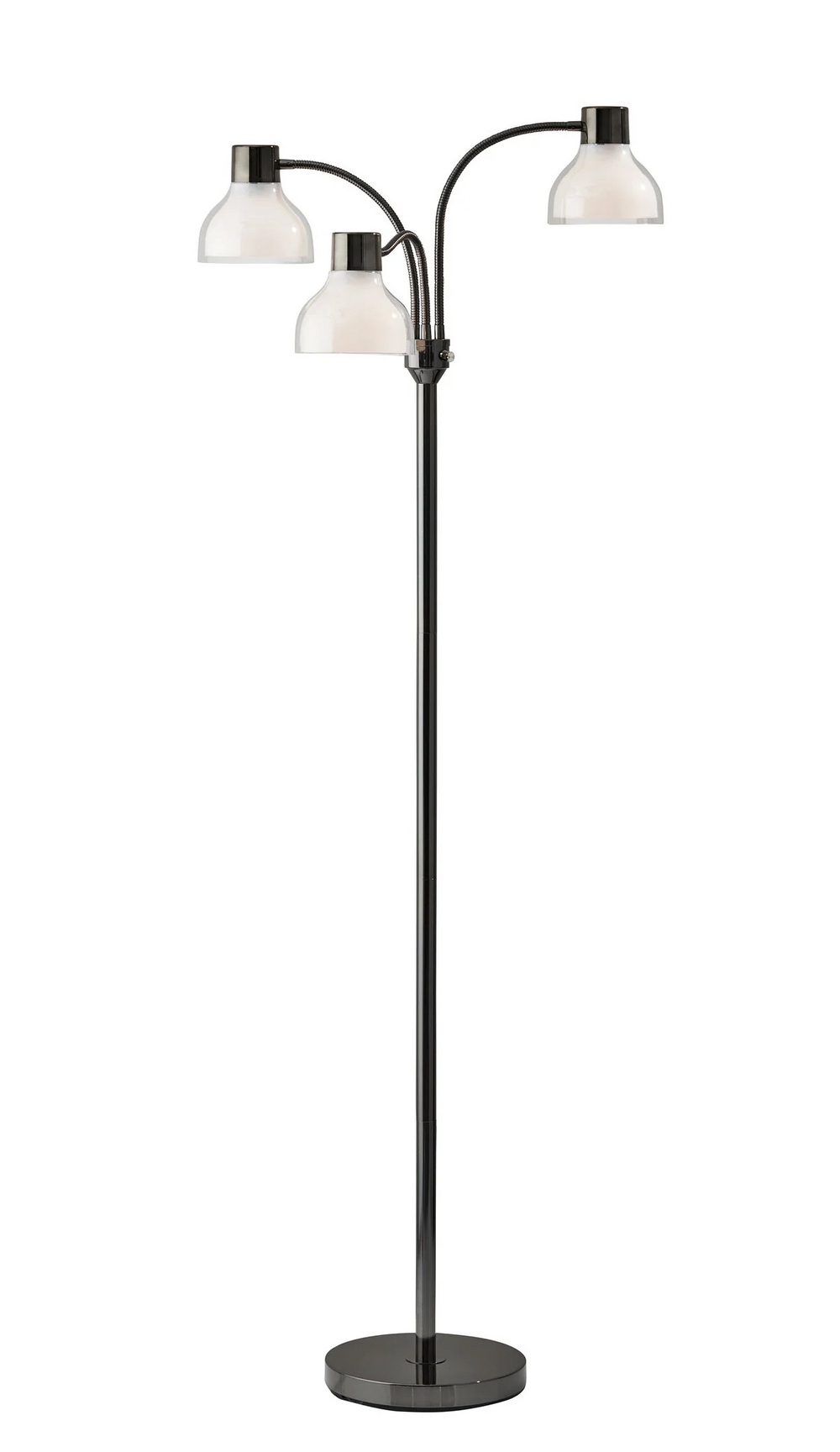 69" Black Three Light Tree Floor Lamp With White Bowl Shade - Homeroots