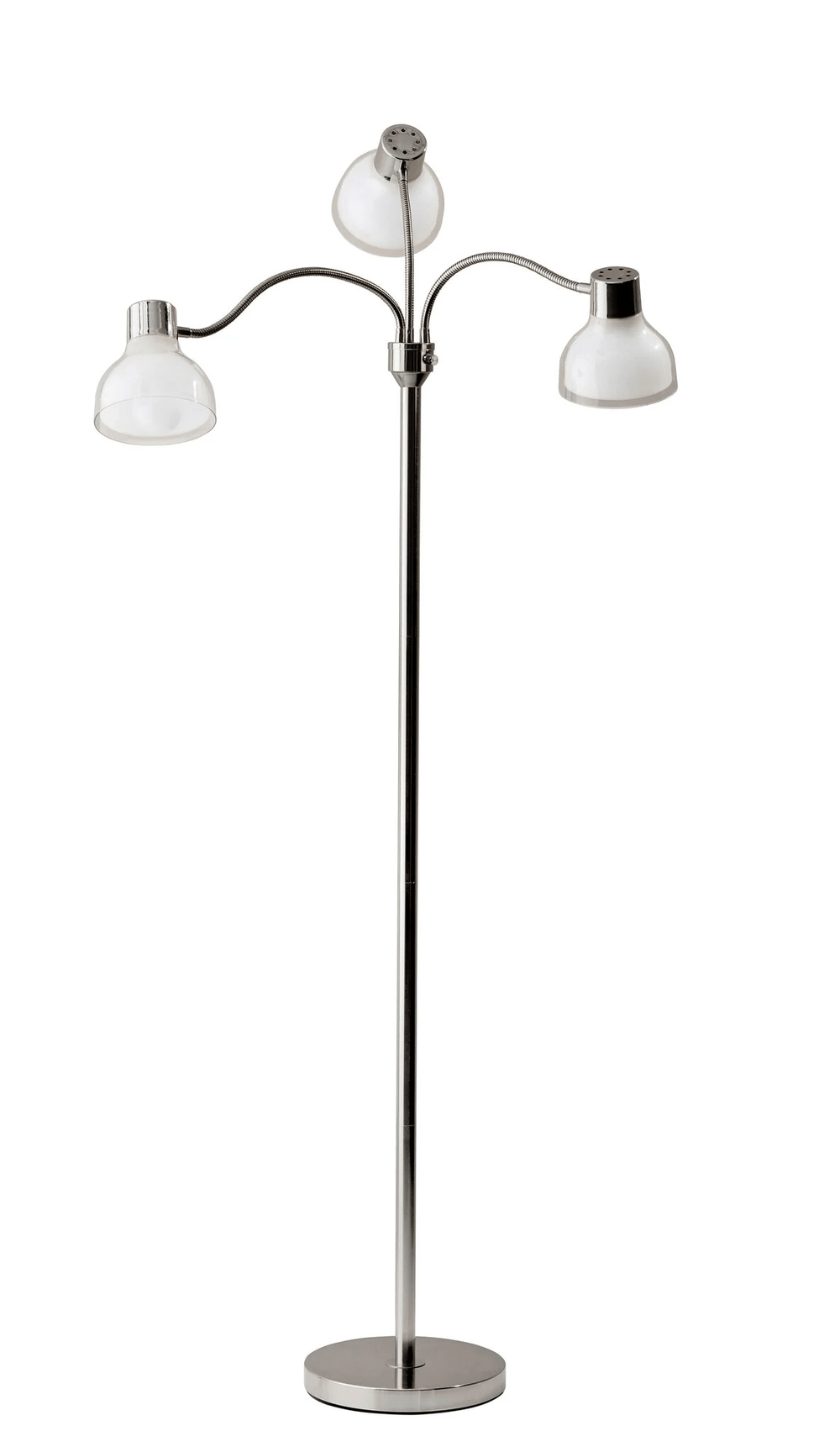 69" Nickel Three Light Tree Floor Lamp with White Bowl Shade - Homeroots
