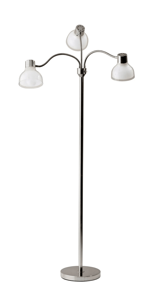 69" Nickel Three Light Tree Floor Lamp with White Bowl Shade - Homeroots