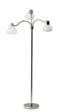 69" Nickel Three Light Tree Floor Lamp with White Bowl Shade - Homeroots