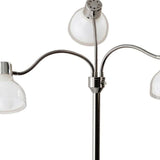69" Nickel Three Light Tree Floor Lamp with White Bowl Shade - Homeroots