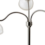 69" Nickel Three Light Tree Floor Lamp with White Bowl Shade - Homeroots