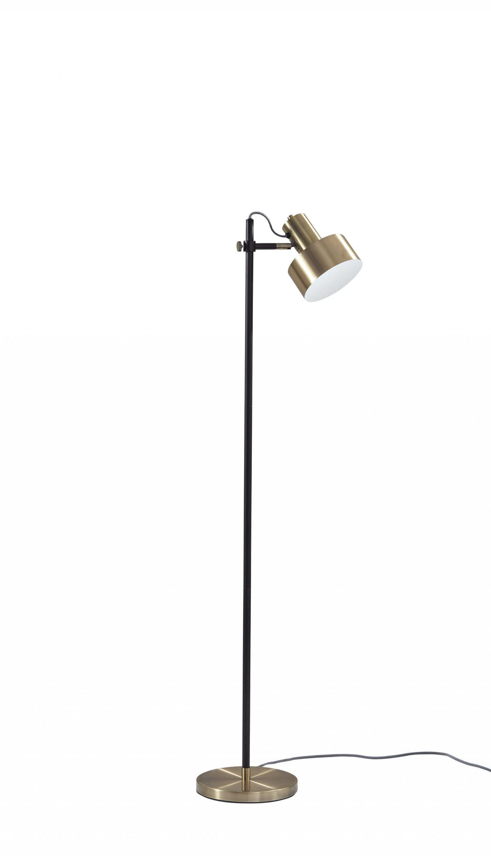 Retro Floor Lamp with Matte Black Pole and Adjustable Jumbo Antique Brass Metal Shade - Homeroots - Flyclothing LLC