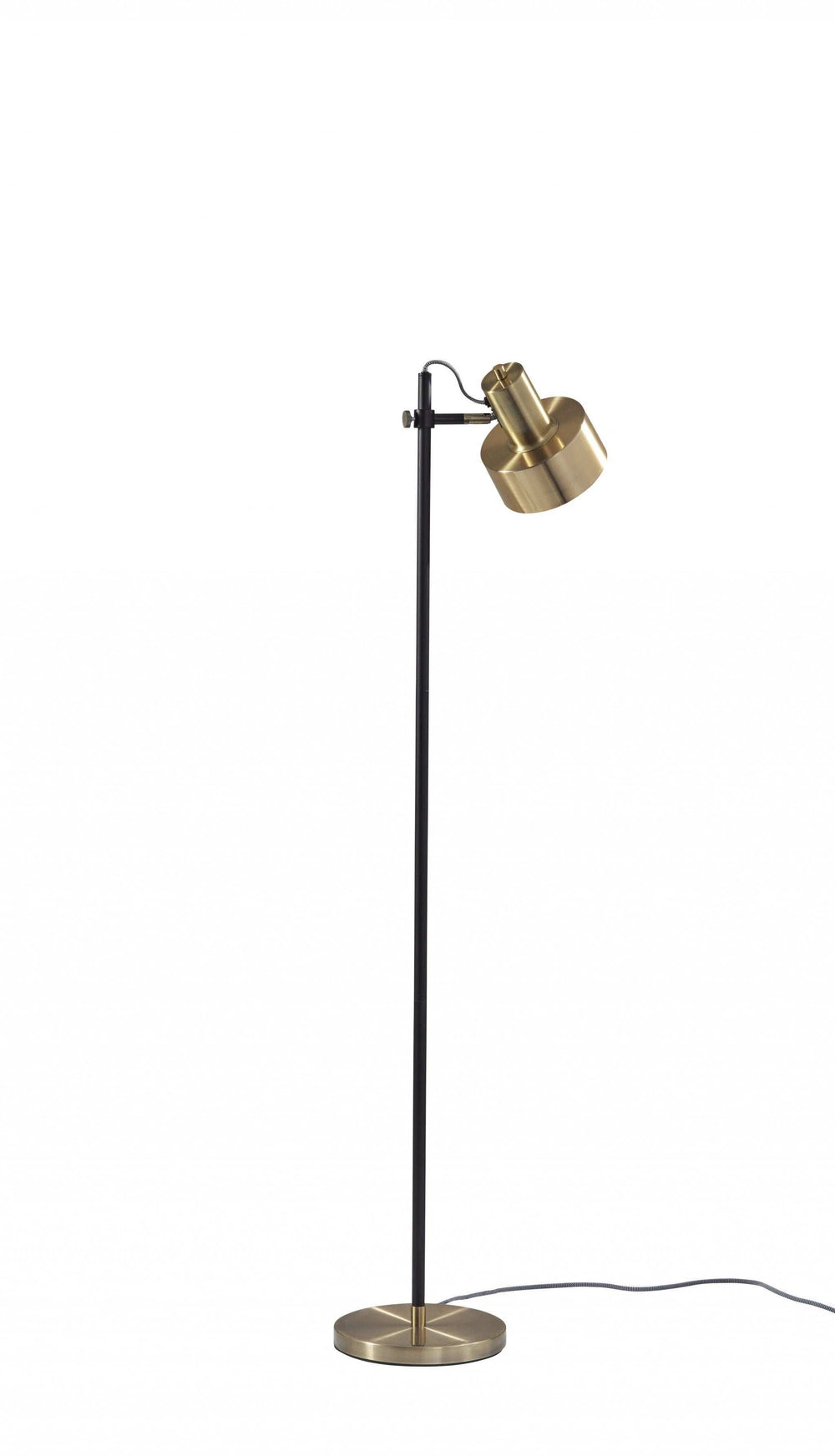 Retro Floor Lamp with Matte Black Pole and Adjustable Jumbo Antique Brass Metal Shade - Homeroots - Flyclothing LLC