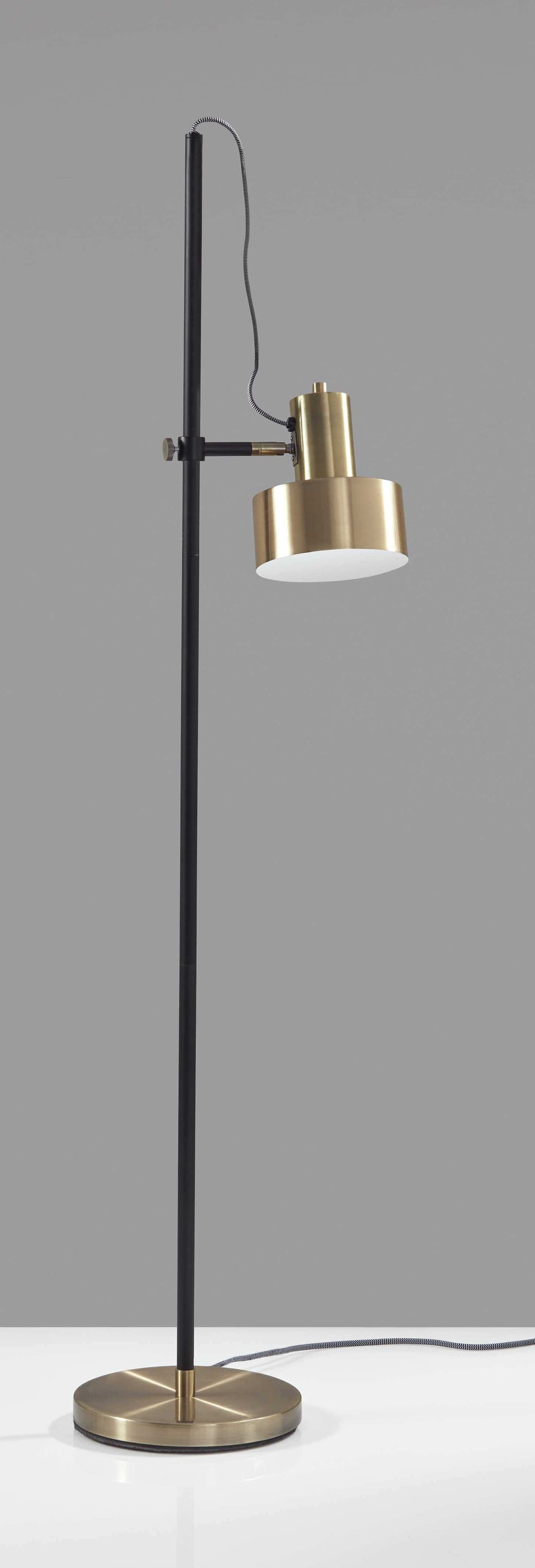 Retro Floor Lamp with Matte Black Pole and Adjustable Jumbo Antique Brass Metal Shade - Homeroots - Flyclothing LLC